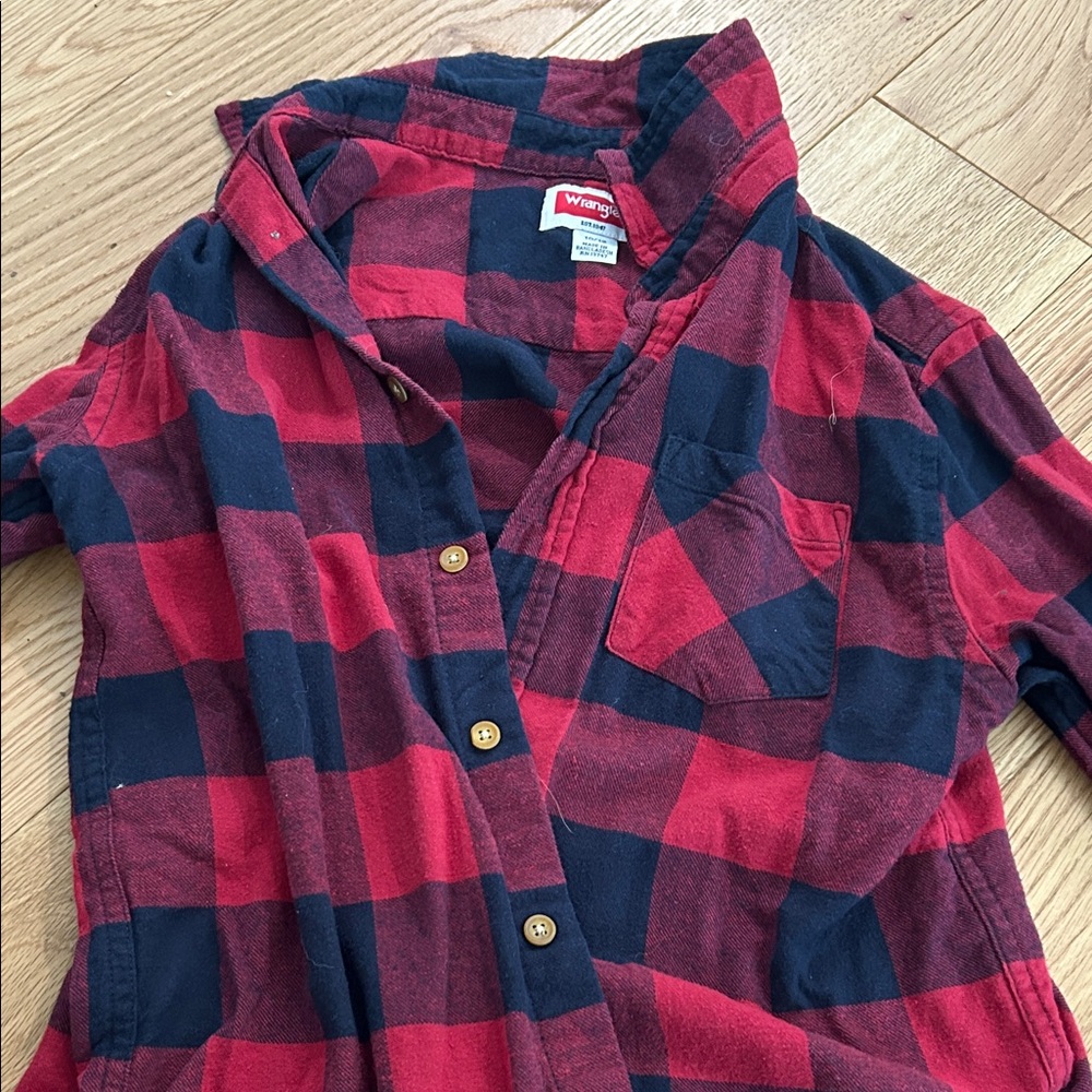 Wrangler Boys Red & Navy Buffalo Plaid Button-Down Shirt 10/12
